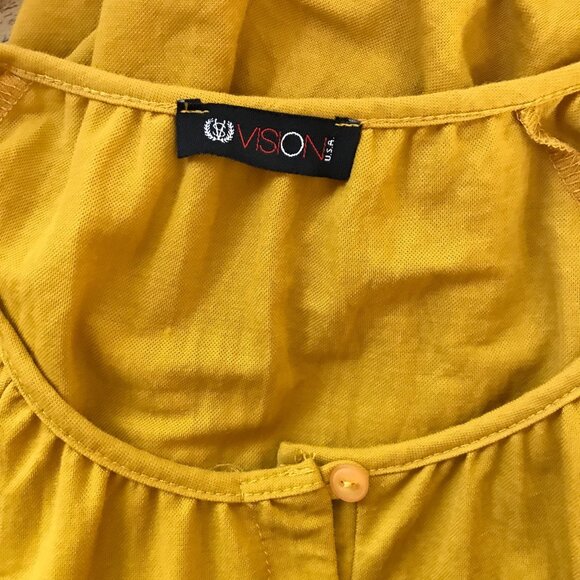 VISION USA Flutter Sleeve Golden Yellow Soft Top Size SMALL - Picture 3 of 6